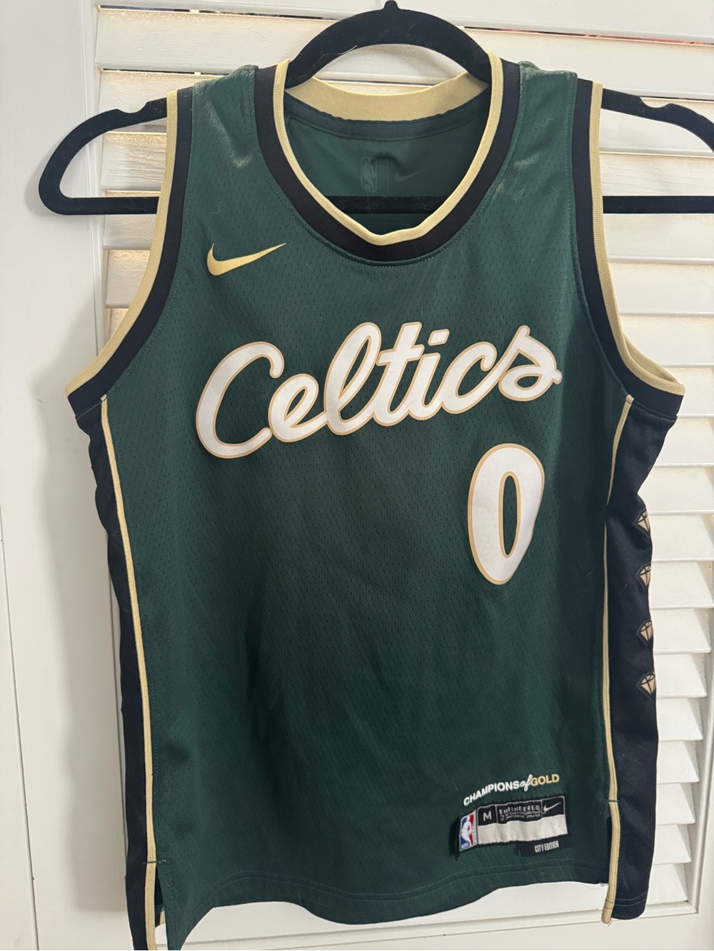 Nike Celtics Green and Gold #0 Basketball Jersey